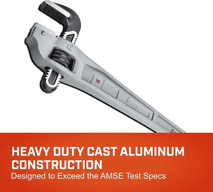 Crescent 18" Aluminum Offset Handle Pipe Wrench | CAPW18F | Heavy-Duty Plumbing Tool for Tight Areas, Adjustable Home Repair Hand Tool