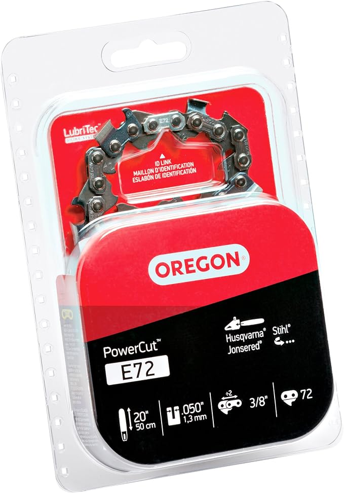 Oregon Chainsaw Chain for 20" Bar, 3/8" Pitch, .050" Gauge, 72 Drive Links | PowerCut Replacement Saw Chain, Fits Echo, Husqvarna, Poulan, Craftsman, Makita, Stihl and More