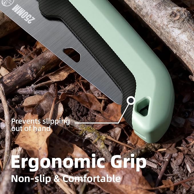 PrunePro Folding Hand Saw 9.5 Inch SK5 Blade for Tree Trimming Gardening Camping | 3 Adjustable Cutting Angles | Sharp Triple-Cut Blade | Ergonomic Non-Slip Grip | Foldable Pruning Wood Cutting Saw