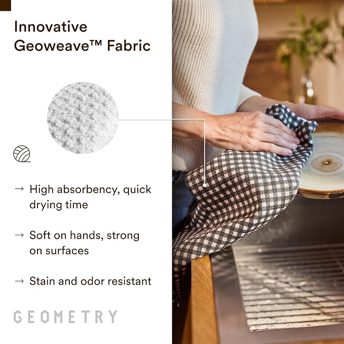 GEOMETRY Tea Towels – Spring & Summer Collection – Quick-Dry, Ultra-Absorbent, Reusable Microfiber Kitchen Towels for Drying & Cleaning (Cherry Bow, 2-Pack)