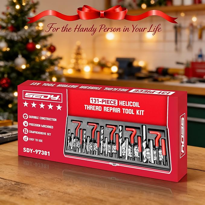 Metric Helicoil Thread Repair Kit: 131-Piece Heli Coil HSS Drills Inserts Taps & Tools M5 M6 M8 M10 M12 Automotive Engine Spark Plug Cylinder Insertion Rethreading Tools Universal Rethread Restorer