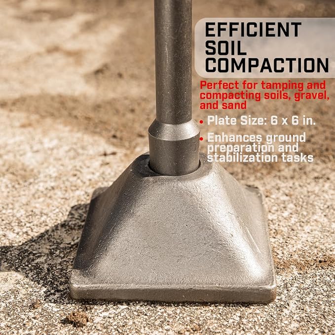 XtremepowerUS 1-1/8" Hex Tamper Shank & Plate (Tamper Shank and Plate) Chisel Dirt Compactor, Electric Jack Hammer 6 x 6 inch Compactor Plate