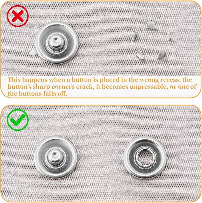 DEVPSISR 100 Sets Metal Snaps Buttons with Fastener Pliers Press Tool Kit Perfect for DIY Crafts Clothing Sewing, 9.5mm Snap Button Fasteners Kit（Color Solid）