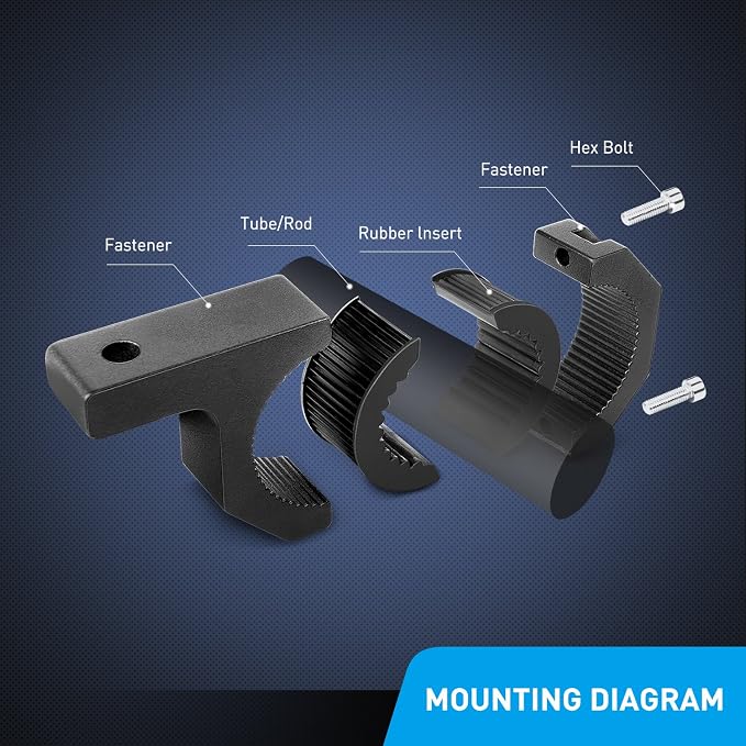 Nilight - 90020D 4PCS Mounting Bracket Kit LED Off-Road Light Horizontal Bar Tube Clamp Roof Roll Cage Holder,2 Years Warranty, Black
