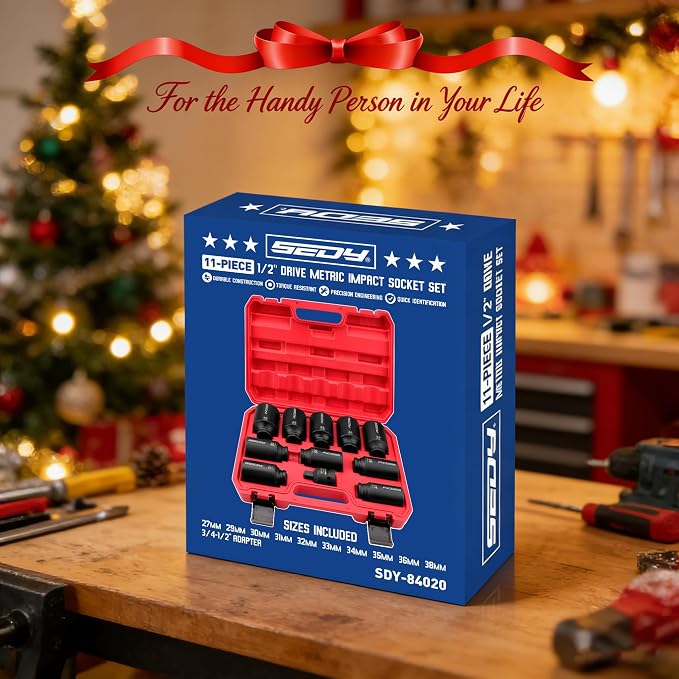 1/2 Drive Deep Impact Socket Set: 11-Piece Metric Size Wheel Axle Nut Wrench Metric Large Jumbo 27mm 29mm 30mm 31mm 32mm 33mm 34mm 35mm 36mm 38mm Spindle Joint High Torque Truck Bearing Locknut