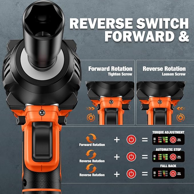 DECERK 400Nm Compact Impact Wrench - Precision Torque for DIY, Bicycle Repair & Furniture Assembly [4000mAh Dual Batteries] [1/2 Inch Driver] [21V MAX] Brushless, Cordless, Electric, Power, Gun