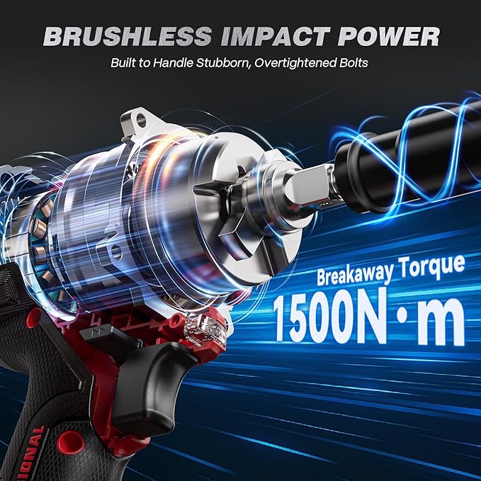 ARCCAPTAIN Cordless Impact Wrench, 1500N.m (1106Ft-lbs) 1/2" High Torque Impact Gun, 15C High-Rate 2x4.0Ah Batteries, 20V Power Impact Driver, Supports Up to 40mm Socket for Heavy Truck/Car/Pickup