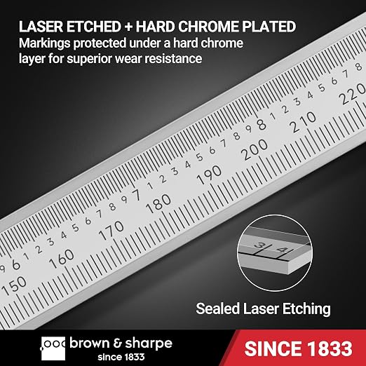 Brown & Sharpe 12-Inch Vernier Caliper, Precision Measuring Tool with 0.001 Inch Resolution, Hardened Stainless Steel, Smooth Sliding Frame, Locking Screw for Measurements