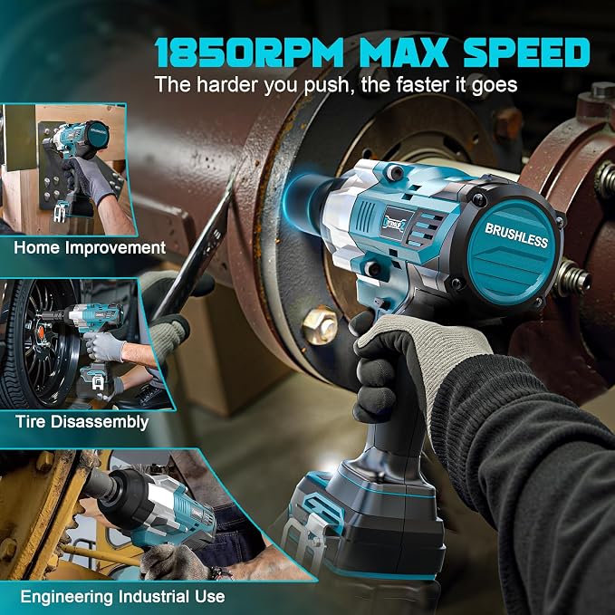 DIYtoolifz Cordless Impact Wrench 1/2" Compatible with Makita 18V Battery, 1700 Ft-lbs High Torque Impact Driver, Electric Impact Gun with 4 Speed Modes & LED Light for Car, Truck, Mower(Bare Tool)