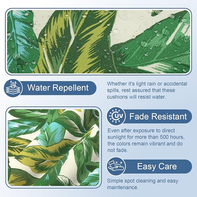 LVTXIII 2 Pack Outdoor Adirondack Chair Cushions, 44x19x4 Inch Water Repellent Patio Cushions for Rocking Chairs, Thick Tufted High Back Seat Cushion Set, Lush Leaf Jungle