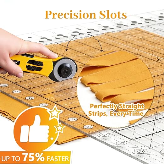 XL Slotted Quilting Ruler 17-3/4 x 22 Inch, Extra Large Acrylic Multi-Strip Fabric Cutting Template, Non-Slip Precision Sewing Ruler for 1.5 & 2.5 Inch Strips, Jelly Rolls and Patchwork Squares