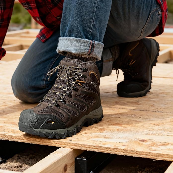 NORTIV 8 Waterproof Work Boots for Men Steel Toe Safety Construction Boots ARMADILLO-STL