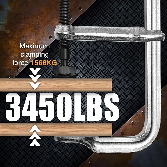 Heavy-Duty 16-Inch F-Clamps, 4-Pack, 3450 Lbs Forged Alloy Steel