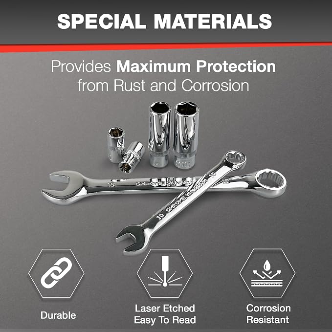 EACELIY 122Pcs 1/4" & 3/8” Drive Impact Socket Set, Ratchet Socket Wrench Set with Extention Bar, Adapter, Screw Bits,Drive Bit Holder, Spark Plug Socket,CR-V