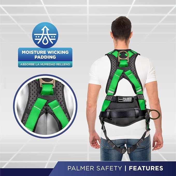 Hammerhead 5pt Safety Harness Back Padded, QCB Chest, Tongue Buckel Legs Straps, Back & Side D-Rings
