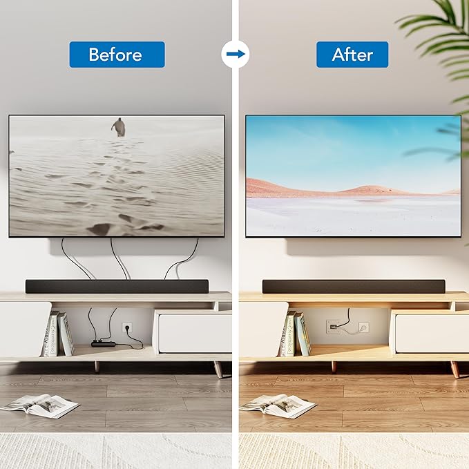 Mount-It! Kit ocultacables de TV para pared con alimentación empotrada – Triple toma de corriente, cable de 2,7 m y sierra de mano – Gestión de cables fácil y segura para configuraciones de TV y cine en casa organizadas