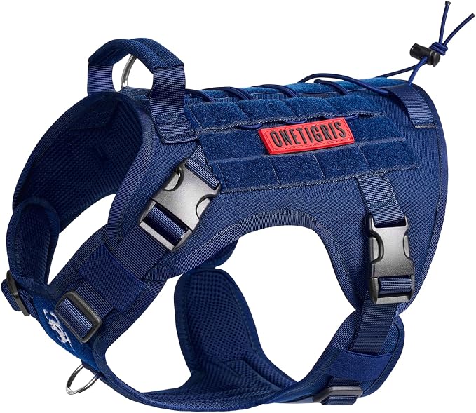 OneTigris Tactical Dog Harness No-Pull Service Vest for Medium Large Dogs | Military 1000D Pullable Nylon, Service Dog Vest with Hook & Loop Panels, Easy On & Off for Walking Hiking Training Brown M