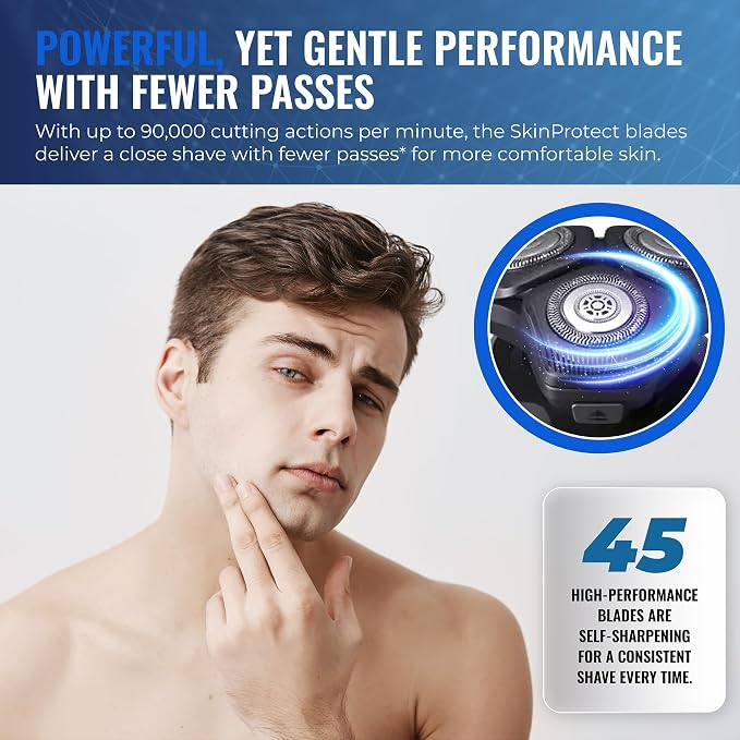 Philips Electric Shavers for Men, Rechargeable Wet/Dry Electric Shaver with SenseIQ Technology, Cordless Electric Razors for Men with Pop-up Trimmer, Travel Case