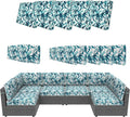 14 Piece Outdoor Furniture Replacement Cushions, Cover+Filling, 25.6" x 25.6" x 4" Foam Waterproof Outdoor Sofa Cushion Sets, Fit Wicker Rattan Sectional Conversation Set,Leaves