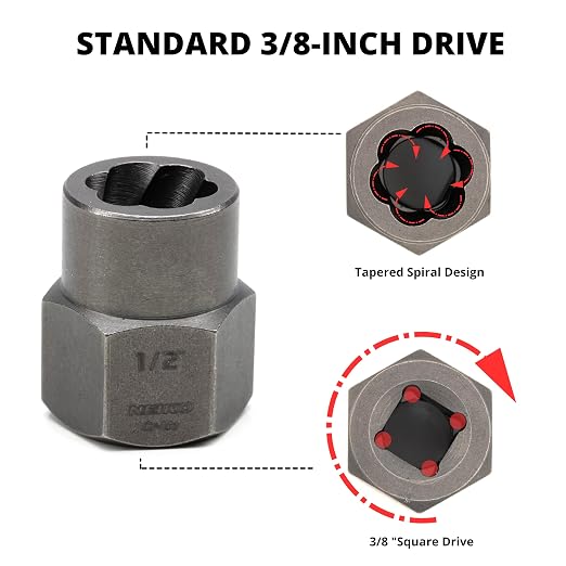 NEIKO 04208A Master Screw, Nut, & Bolt Extractor, 36 Piece Lug Nut Removal Tool, 3/8 Dr., Deep and Shallow Stripped Bolt Extractor Socket Set, Rounded Bolt Removal tool, Nut Remover Socket Set, CR-Mo