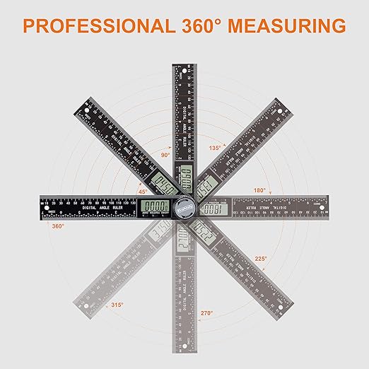 Digital Angle Finder Protractor, 7inch 200mm Angle Gauge Professional Measuring Tool, Third Generation Adjustable Angle Ruler, Quick Display for Carpentry Construction and Home Improvement