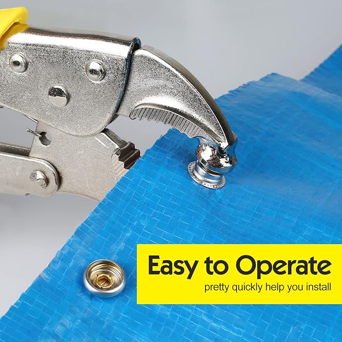 Heavy-Duty Snap Fastener Pliers (Adjustable Setter, 3 Interchangeable Dies) Snap Installation Set Hand Tools for Fastening, Replacing Metal Snaps, Repairing Boat Covers, Canvas