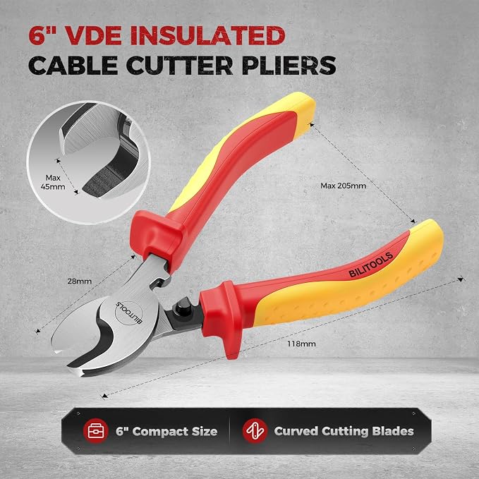 BILITOOLS 1000V Insulated Cable Cutter Pliers, 6inch, Cr-V, Clean Cut Wires