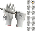 Schwer 12 Pairs Safety Work Gloves with Certified Level 6 Abrasion Resistance, ANSI A2 Cut Resistant Working Gloves with Grip for General Use, Construction, Gardening, Mechanic, 3D-Comfort, LT5636, L