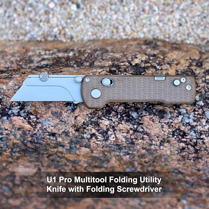 OKNIFE U1 Pro Multitool Folding Utility Knife with Folding Screwdriver, Quick Change Blade, Rail Lock & Pocket Clip for Men Women (PEEK)