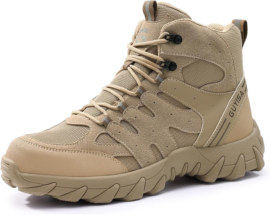Steel Toe Boots for Men Work Boots for Men Breathable High Top Work Shoes Lightweight Indestructible Safety Shoes Industry Construction Safety Footwear