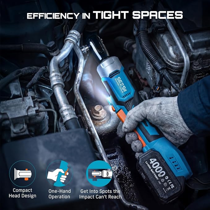 Seesii 1/2" Impact Wrench & 3/8" Ratchet Combo Kit for Auto Repair | 738 ft-lbs brushless impact gun & 60 ft-lbs ratchet, 2×4.0Ah batteries & charger, sockets & tool bag, for construction/DIY