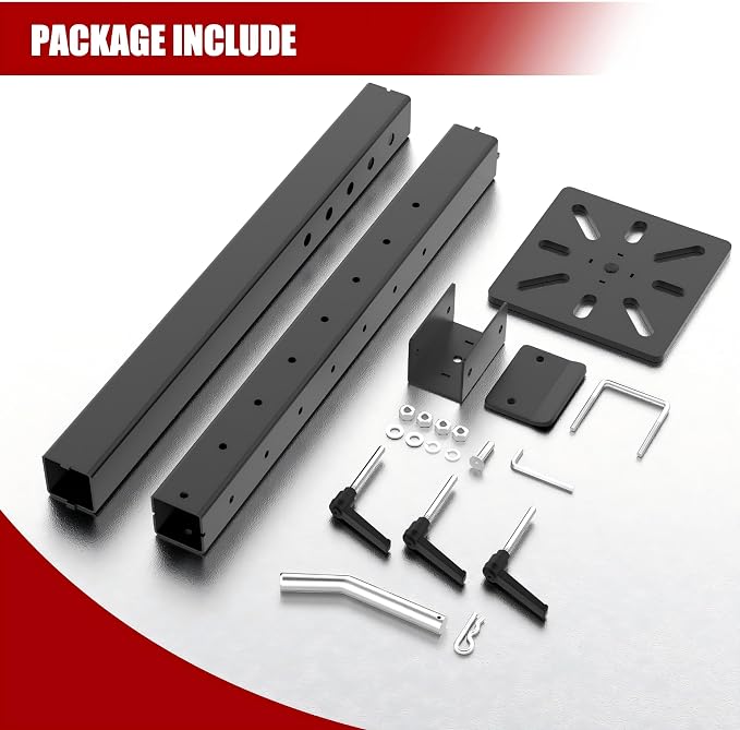 Heavy-Duty Hitch Mount Vise Plate Holder with Adjustable Height - Fits 2 inch x 2 inch Receiver with Standard Mounting Vise Plate