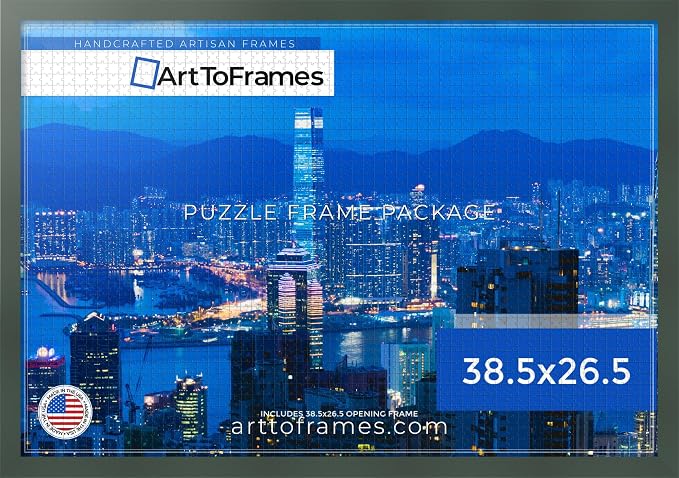 ArtToFrames Puzzle Frame for Buffalo Games 1500, 2000 Piece Jigsaw Puzzles, 38.5x26.5 Inch (98x67 cm), Fern Green Engineered Wood with Economy Acrylic, Ready to Hang Puzzle Display