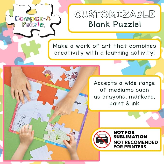 Hygloss 8 Blank Jigsaw Puzzles with Envelopes – 4 x 5.5 Inch, 9 Pieces Each – DYI party invites, Perfect for Decorating, Kids' Activities, Arts & Crafts or Party Favors