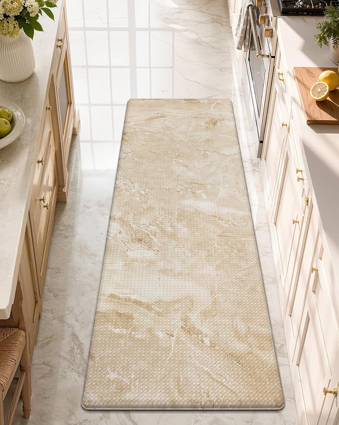 Color&Geometry Marble Kitchen Mats for Floor 24x59, Non Slip Wide Kitchen Runner Rug, Easy Clean, Oil & Water Resistant, Anti Fatigue Foam Standing Mat for Sink, Laundry, Office, Gold