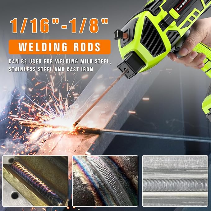 Portable Welding Machine 110V Handheld Electric ARC Welder Gun Stick Welder Machine with IGBT Inverter 5 Variable Current Adjustment for 1/16''-1/8'' Welding Rods