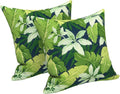 LVTXIII 2 Pack Outdoor Pillows 18x18 Inch, Square Throw Pillows with Inserts, Decorative Water-Repellent Pillow Cushions for Patio Furniture and Garden Sofa, Jungle Leaves