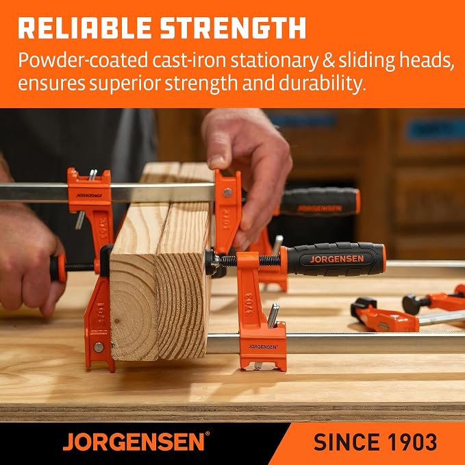 Jorgensen 2-pack Medium Duty Steel Bar Clamp Set with 600 lbs Load limit, 24-inch