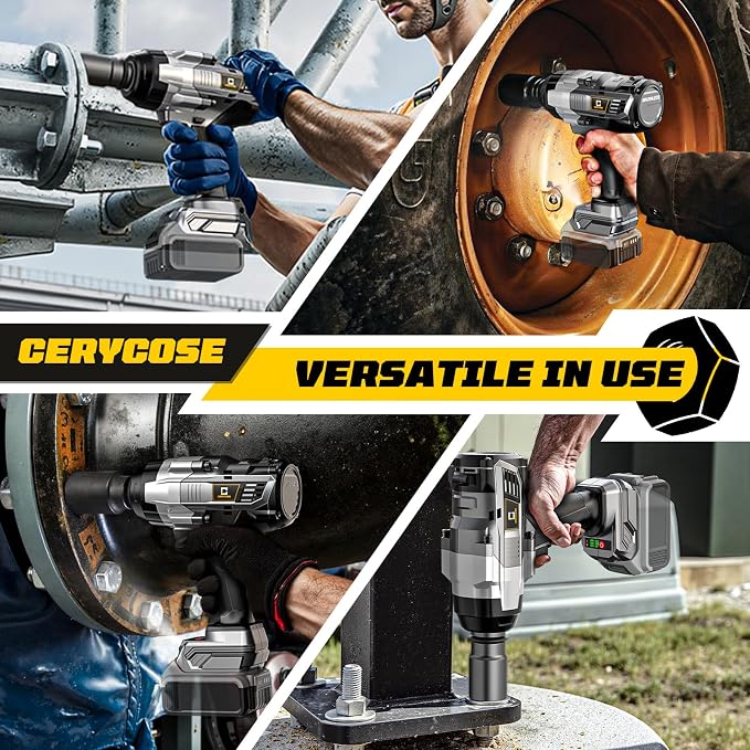 Cerycose 3/4" Cordless Impact Wrench Compatible with DeWalt 20V Battery, 1850 Ft-lbs (2500N·m) High Torque Brushless Impact Driver, 4 Sockets & Carrying Case, Heavy Duty for Trucks, Cars & Mowers