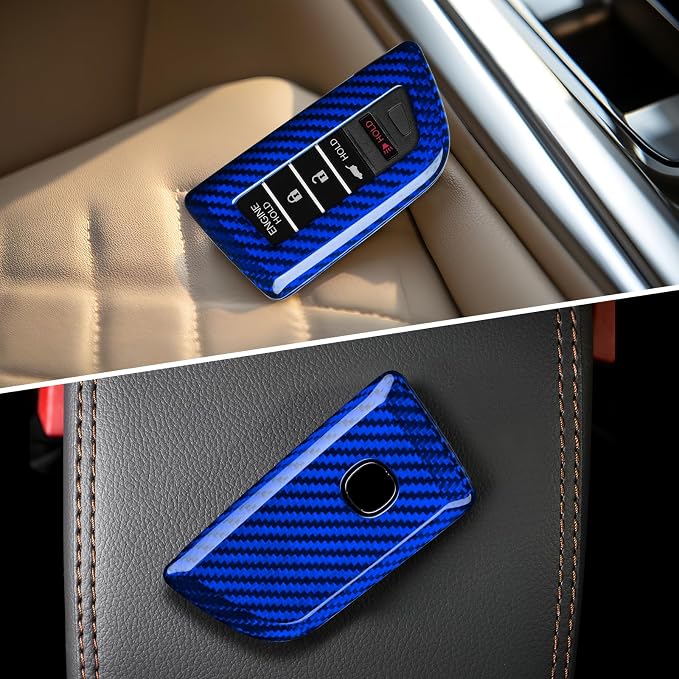 T-carbon Key Fob Cover Fits Acura MDX 2024 5 Buttons,Real Glass Fiber Key Fob Case Compatible with Acura RDX MDX RLX NSX ILX TLX TLX-L CDX Integra 2022-2024 Smart Remote Keyless Accessories Blue