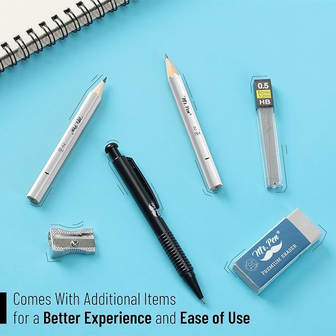 Mr. Pen- Geometry Set, 15 pcs, Light Blue, 6 Inch Swing Arm Protractor, Divider, Set Squares, Ruler, Compasses and Protractor