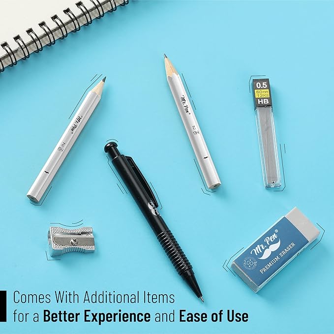 Mr. Pen- Geometry Set, 15 pcs, Navy Blue, 6 Inch Swing Arm Protractor, Divider, Set Squares, Ruler, Compasses and Protractor