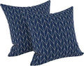 LVTXIII Outdoor Throw Pillows, Decorative Throw Pillows with Inserts, 16"x16" Square Pillows for Bed, Couch, Sofa and Patio Furniture, Set of 2, Herringbone Navy