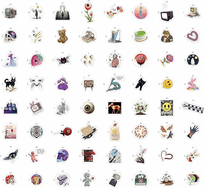 100Pcs Weirdcore Stickers, Weird Stickers for Adults -Weirdcore Stuff, Decor -Psychedelic Decals Waterproof - Gift for Women & Men
