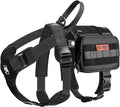 OneTigris Service Dog Vest Harness, Service Dog Cape Guardian Dog Backpack Harness with Pouches Dog Saddle Bag for Small Medium and Large Dogs (Black, M)