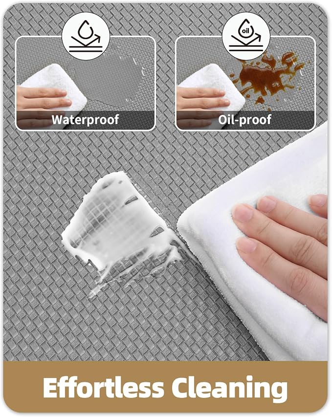Color&Geometry Anti Fatigue Cushion Kitchen Mat for Floor -17"x29",Easy Clean, Water & Oil Proof, Anti Slip, Foam Rubber Runner Rug for Front Sink Comfort Standing,Grey