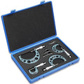 REXBETI 4Pcs Outside Micrometer Set, 0-4" Machinist Micrometer, Ultra-Precision Carbide Tipped Measuring Tool Set, 0.001" Graduation, +/-0.0001" Accuracy, Protective Case