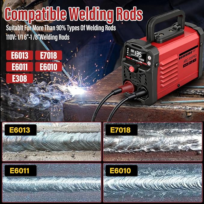 Stick Welder,Upgraded MMA-135PRO Welding Machine 110V,ARC/Lift TIG 2 In 1 Mini Welder Machine,Home DIY Arc Welder,Portable Welder with Hot Start,Arc force and Anti-Stick (Red)