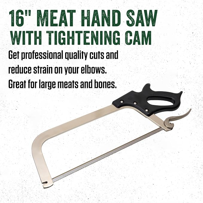 LEM Products 16" Meat Saw with Tightening Cam, Heavy Nickel-Plated Frame, Black Handle