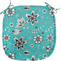 Lunarable Flower Chair Seating Cushion, Abstract Monochrome Floral with Botanical Items, Anti-Slip Seat Padding for Kitchen & Patio, 16"x16", Seafoam Grey